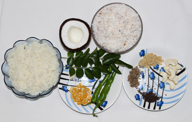 Grated Coconut Rice Recipe-Main ingredients