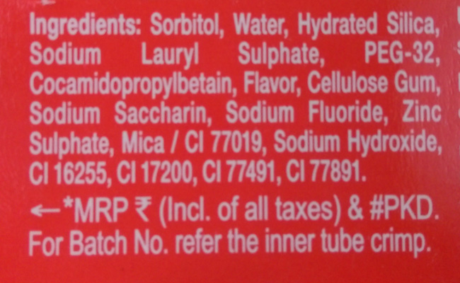 commercial tooth pastes ingredients 