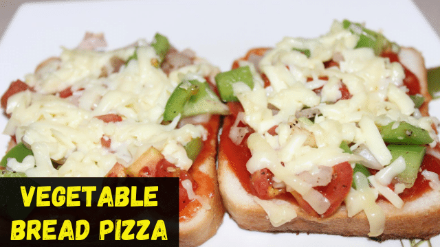 Vegetable bread pizza without Oven